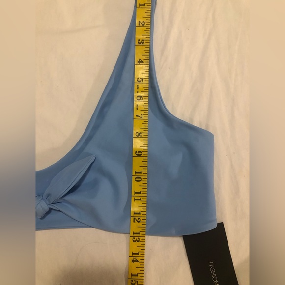 Fashion Nova NWT pastel blue tie front bikini top, 1X - Picture 5 of 8